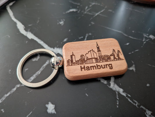 City Schlüsselanhänger aus Holz