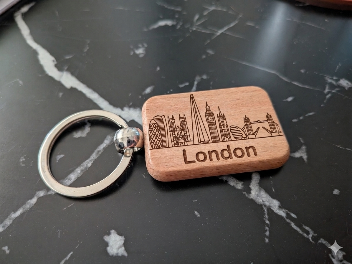 City Schlüsselanhänger aus Holz