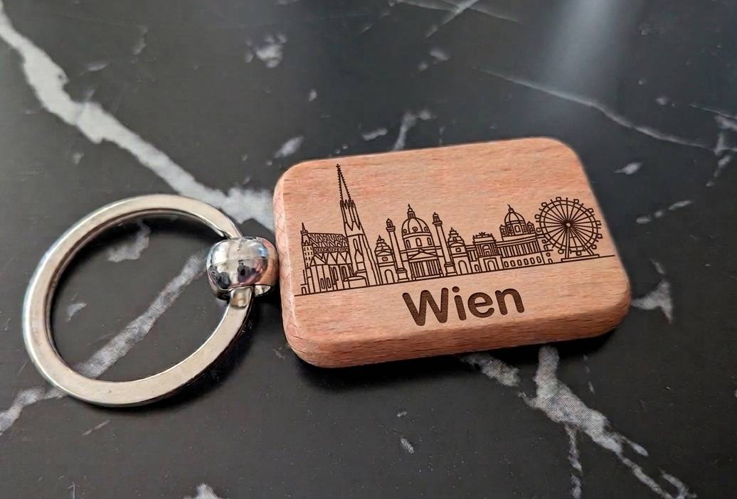 City Schlüsselanhänger aus Holz